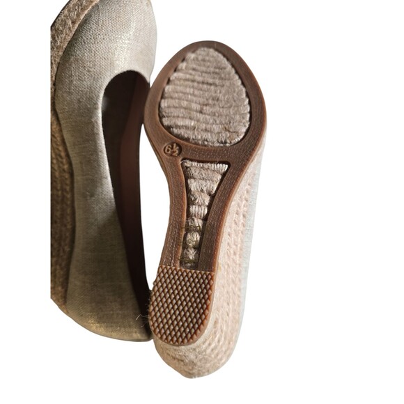 J Crew Seville Espadrille Wedge Metallic Canvas Shoes Size 6.5 Leather Lining - Picture 4 of 10